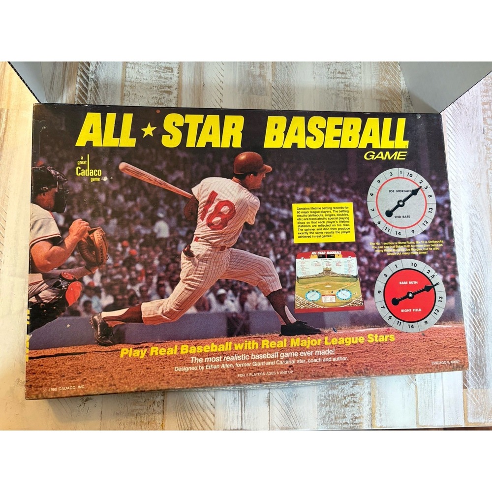 1968 Cadaco All Star Baseball Board Game 63 Discs Vintage Strategy Game